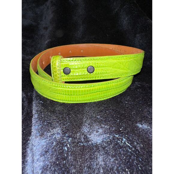 NEW PAT AREIAS LIME GREEN 1" LIZARD BELT SIZE 32 - Picture 1 of 5